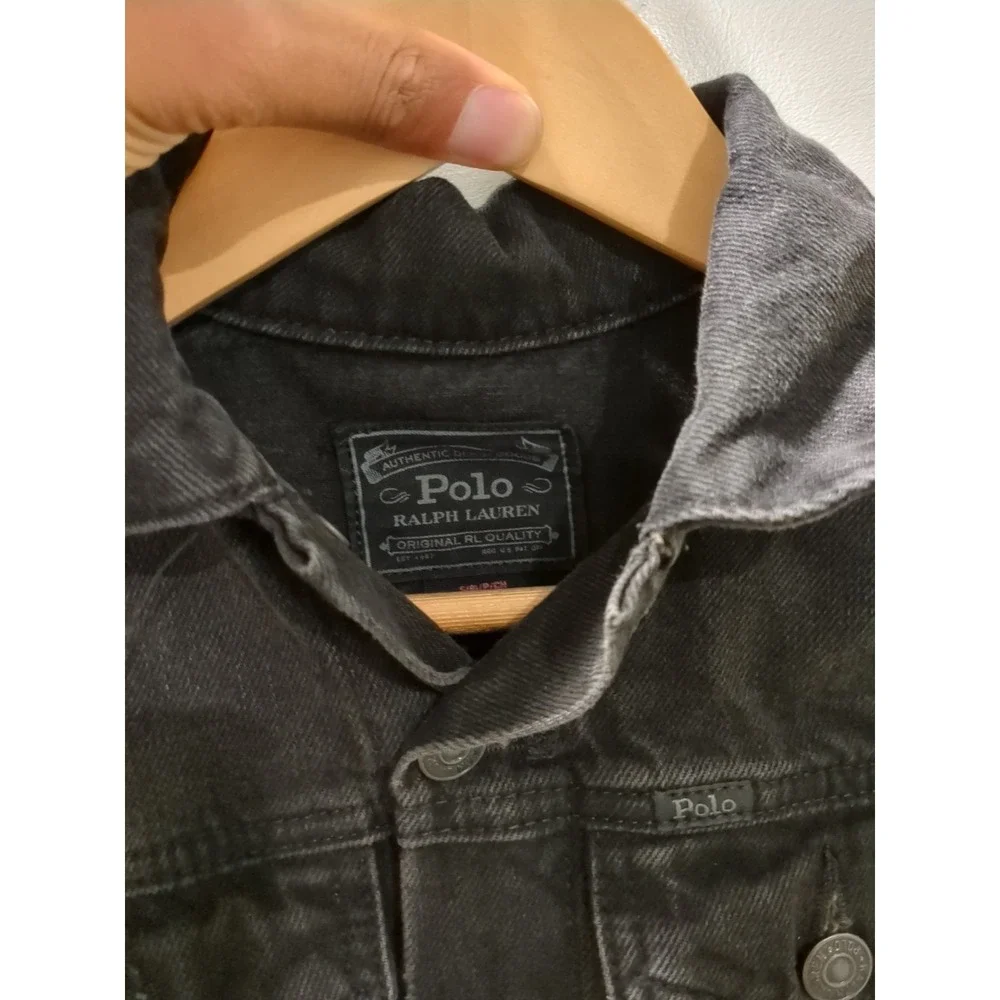 Polo Ralph Lauren Denim Girls Sz S/6 Black‎ Long Sleeve L/S Embroidered Jacket